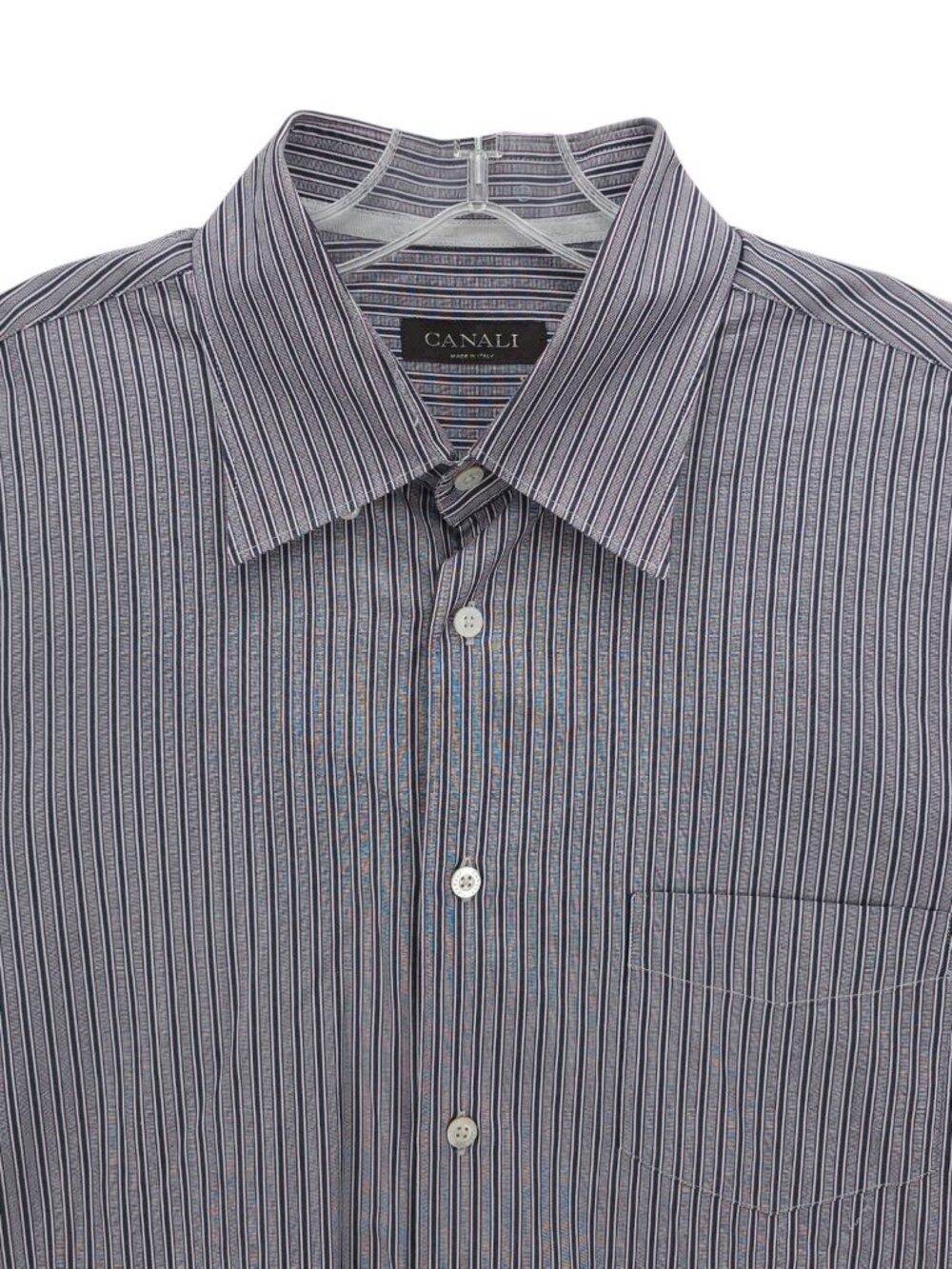 CANALI Dress Shirt MADE IN ITALY 100% Cotton Striped Size XXL